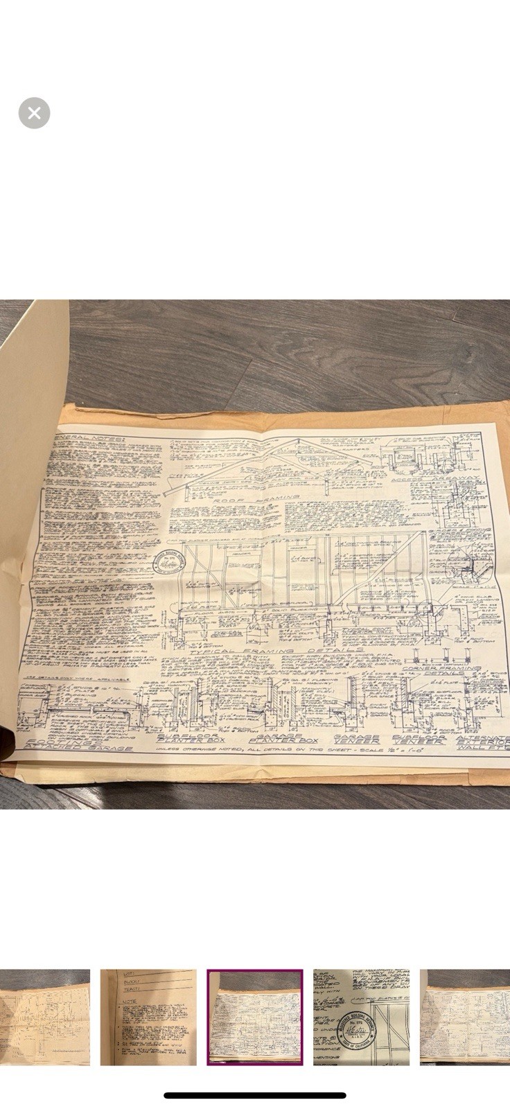 vintage set of 7 blueprint sheets from nationwide plan book company