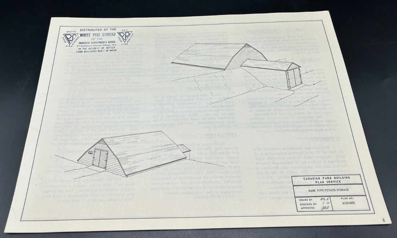 Plans for Pole Barn-Potato Storage-White Pine Bureau-Canadian Lumberman’s Assoc.