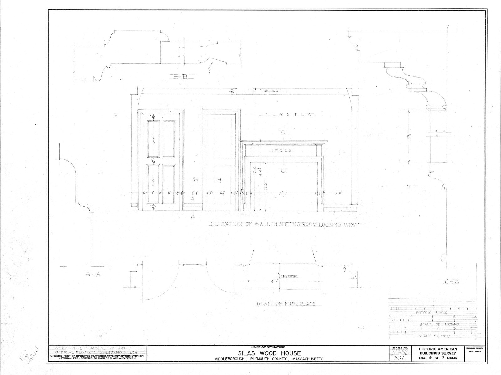 Gambrel roof Colonial home plan, clapboard siding, many rooms, printed drawings