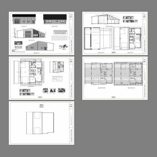 46×48 House – 2 Bedroom 2 Bath 1 RV – 1,157 sqft – PDF Floor Plan – Model 2A