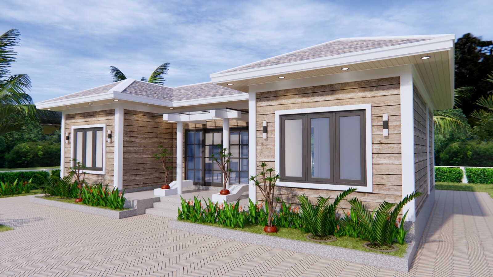 Custom House Plan 43×25 Feet 13×7.5 Meter 3 Beds 2 Baths Hip Roof (A4 Hard Copy)