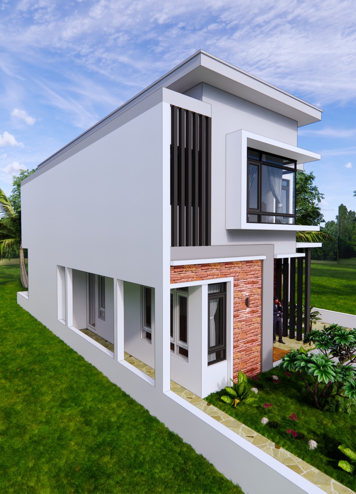 26×40 Feet House Plan 8×12 Meter 4 Bed 3 Bath Flat Roof PDF Plan (A4 Hard Copy)