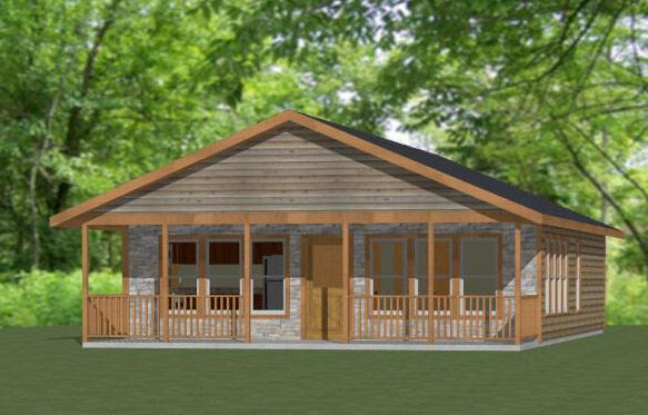 28×36 House — 3 Bedroom 1 Bath — 1,008 sq ft — PDF Floor Plan — Model 1K