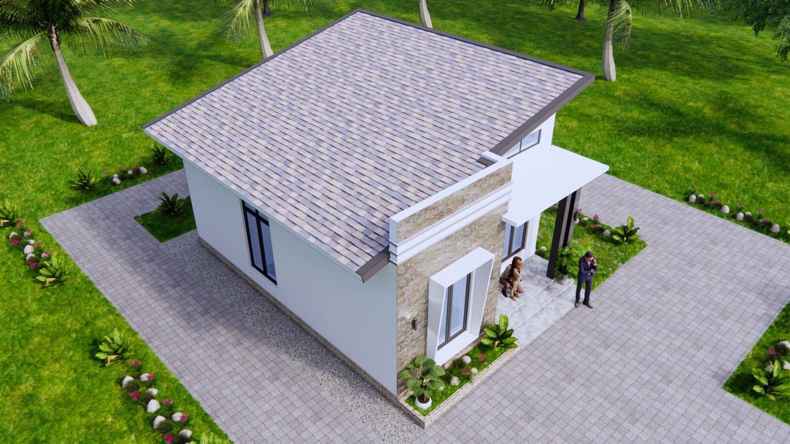 23×26 Feet Small House Plan 7×8 Meter 3 Beds 1 bath Shed Roof PDF & A4 Hard Copy