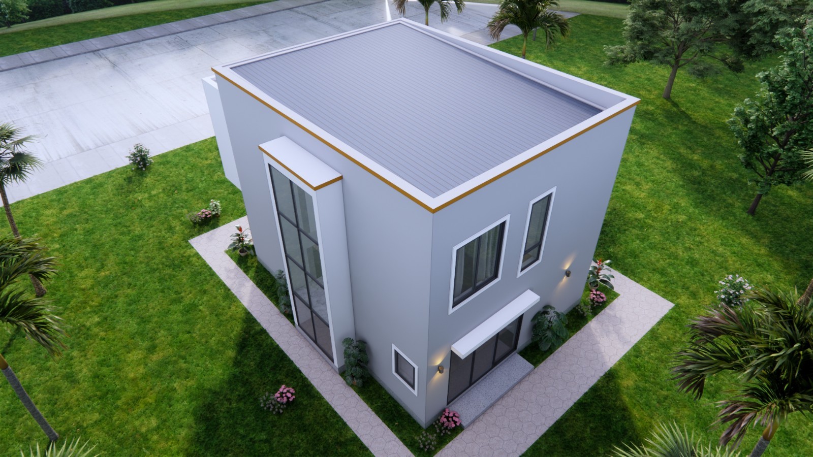 7×9 Meter House Plan 4 Bed 3 Bath | 23×30 Ft Hidden Shed Roof PDF & A4 Hard Copy