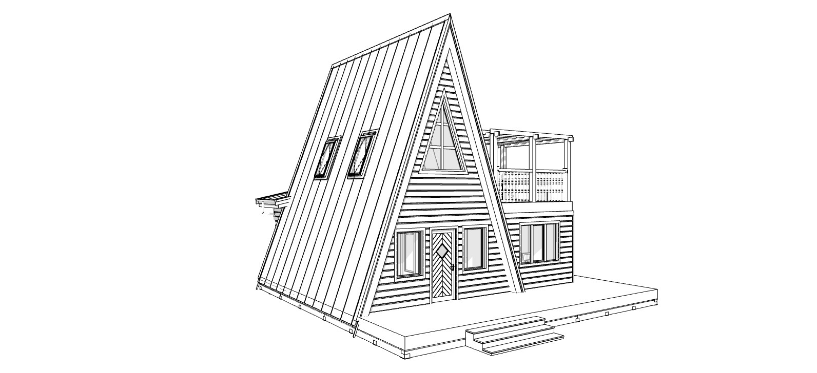 Modern A-Frame 2 Bedrooms, 2 Bathrooms Guest House Plans Architecture Plans 760S
