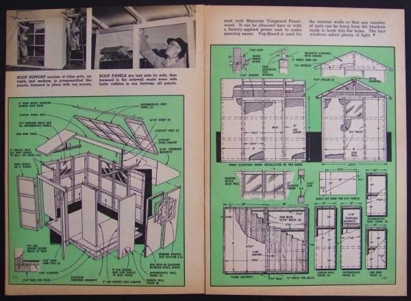 Pre-Fab TOOL SHED 6’x8′ 1957 How-To build PLANS Garden Camp