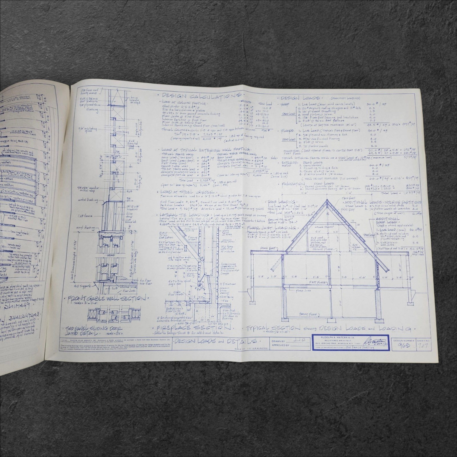 Vintage 1979 House Blueprints Rudolph Matern Design 965 Architectural Plans