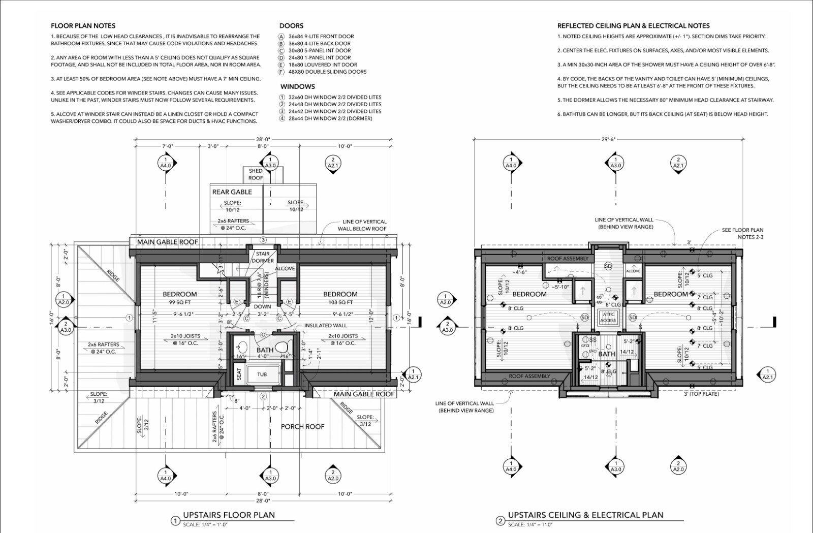 Two-Story 2-Bedroom Home Building Plans | 28’x16′ | 956sqft | DIY Blueprint