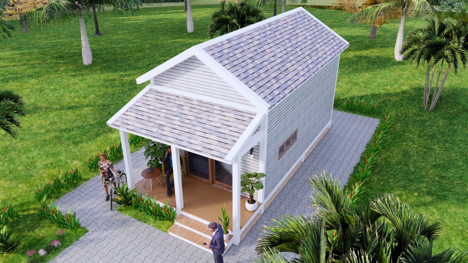 13×23 Loft House Plan 4×7 Meter 2 Beds 1 Bath Gable Roof PDF Plan (A4 Hard Copy)