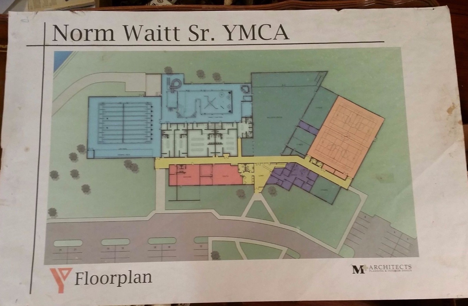 23″ X 35″ Architects Floorplan for the NORM WAITT SR YMCA in SIOUX CITY IOWA