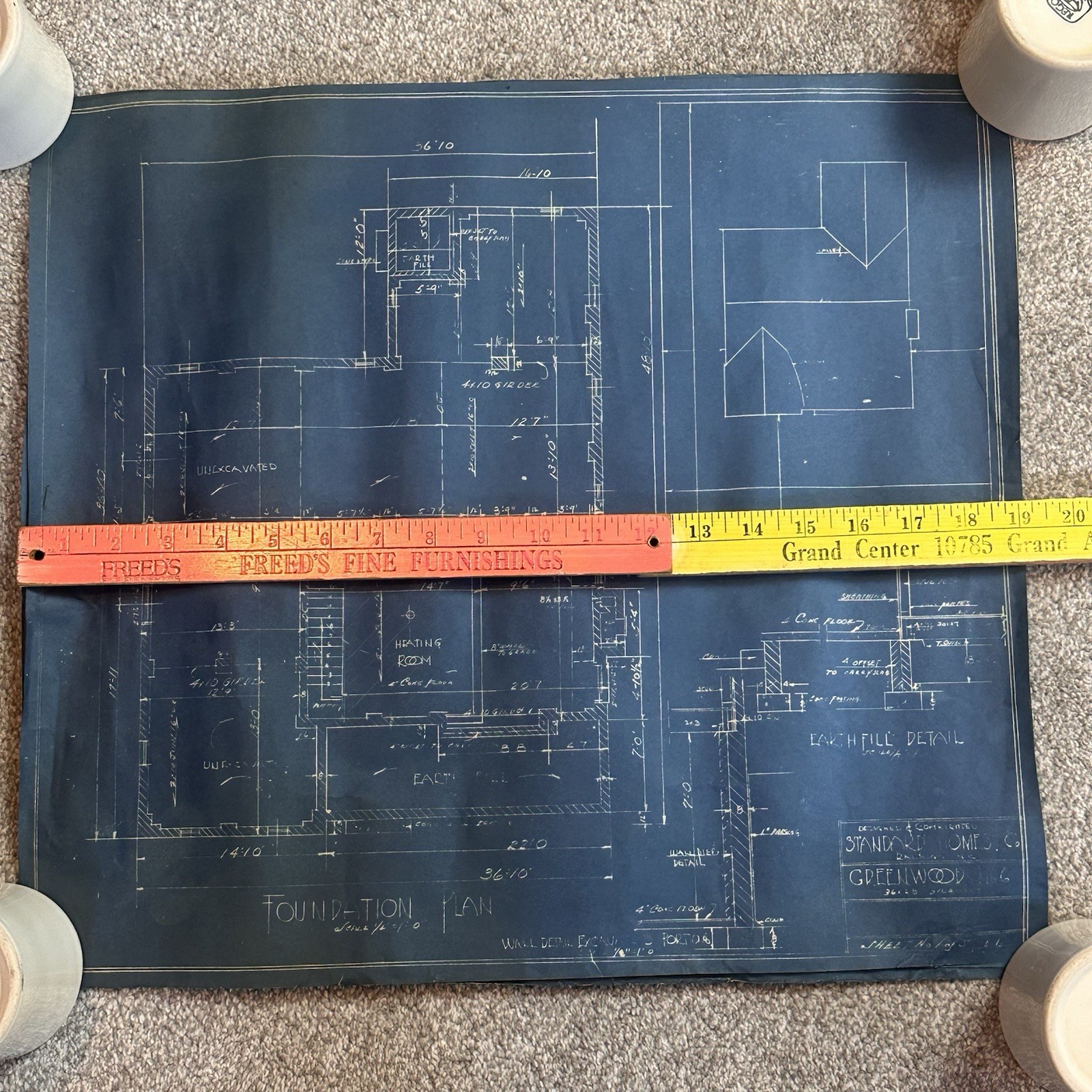 1950’s VTG Greenwood #6 Standard Homes Blueprints Raleigh NC Plan 4 Pages 3 Bed