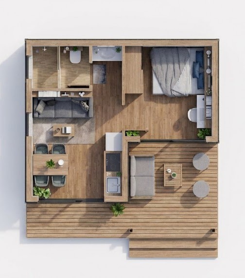 20×17 Feet Small House 6×5 Meter 1 Bed 1 Bath Shed Roof PDF, CAD &A4 Hard Copy