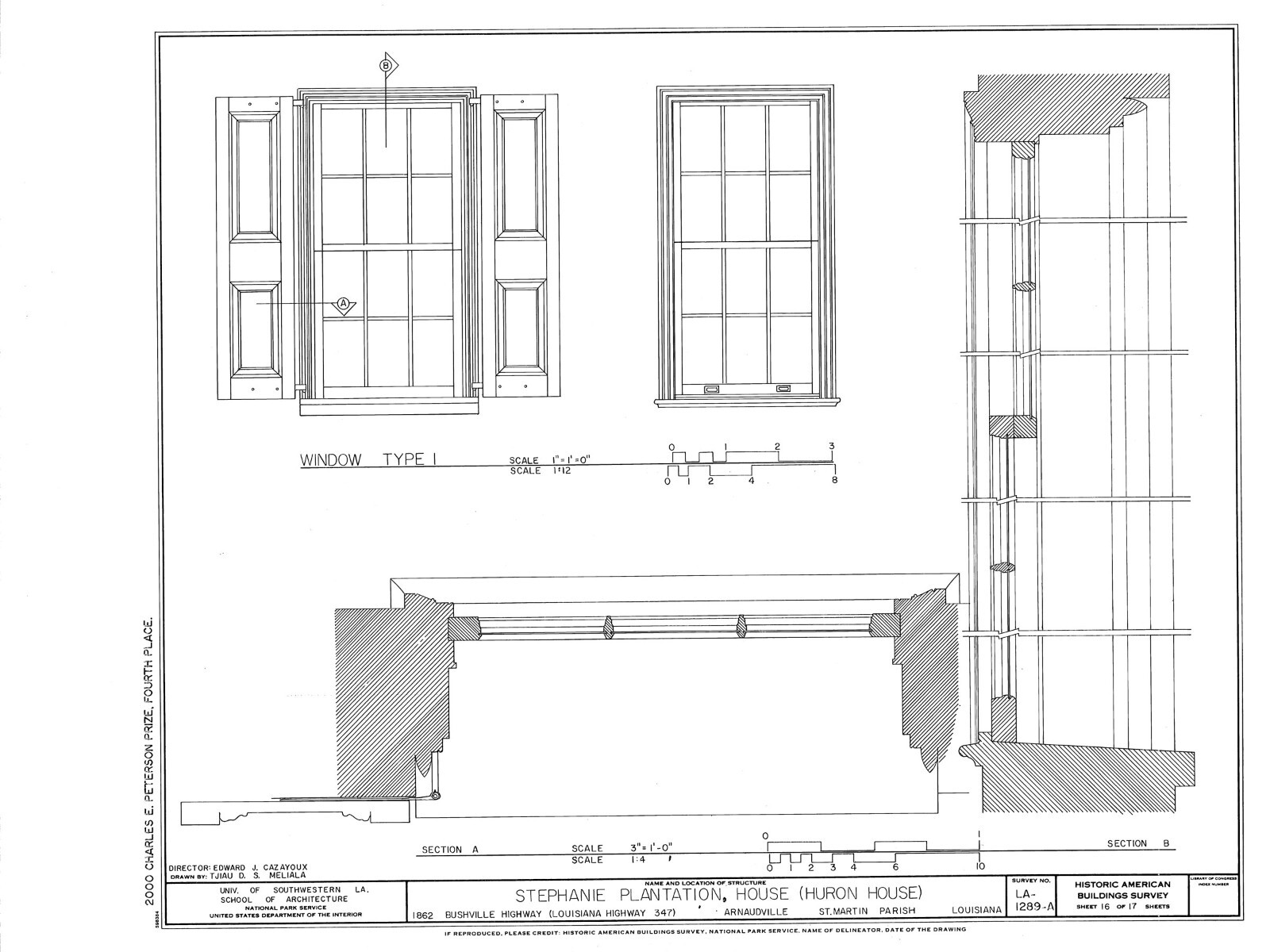 Country Style Southern Plantation home, brick-wood design, porch printed plans