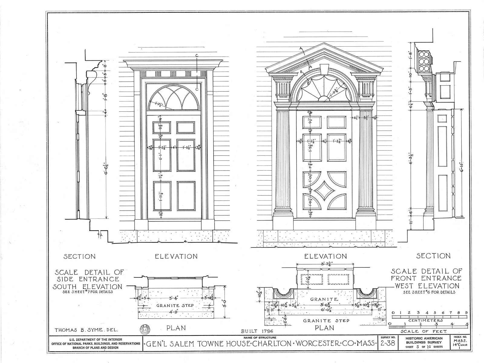 Federal style wood house, Traditional Colonial home, architectural blueprints