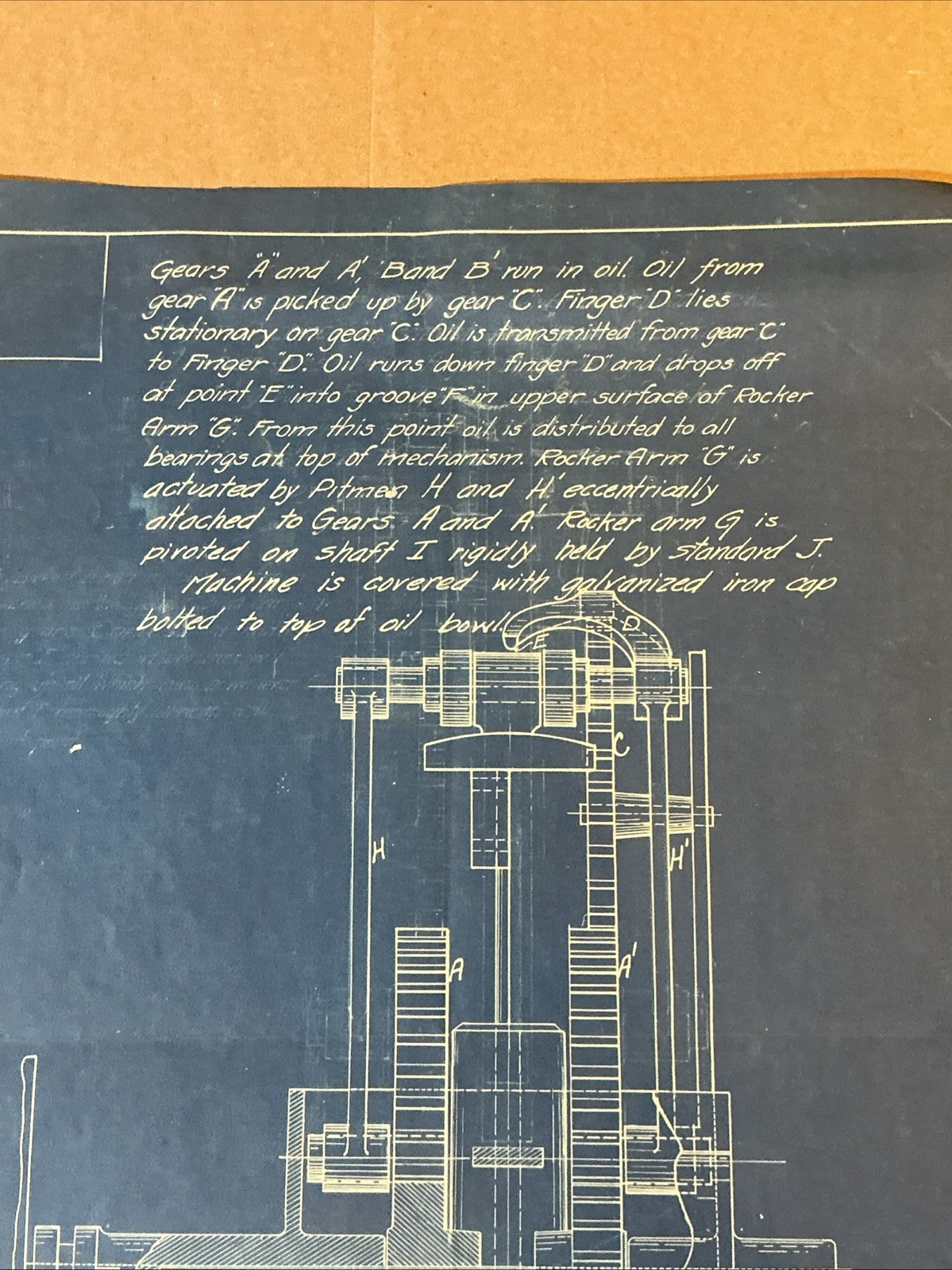 Early 1900s Blueprint For Wind Engine Heller Aller Co. Napoleon OH INV-AO14