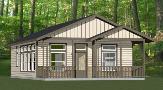26×34 House — 2 Bedroom 1 Bath — 884 sq ft — PDF Floor Plan 1D