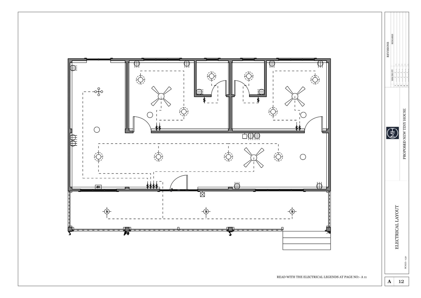 American Style Tiny House Plan With CAD file And PDF For Blueprint – 2 Bedrooms