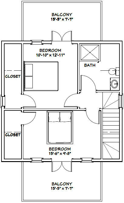 24×24 House — 2 Bedroom — 1.5 Bath 1,038 sq ft — PDF Floor Plan — Model 3H