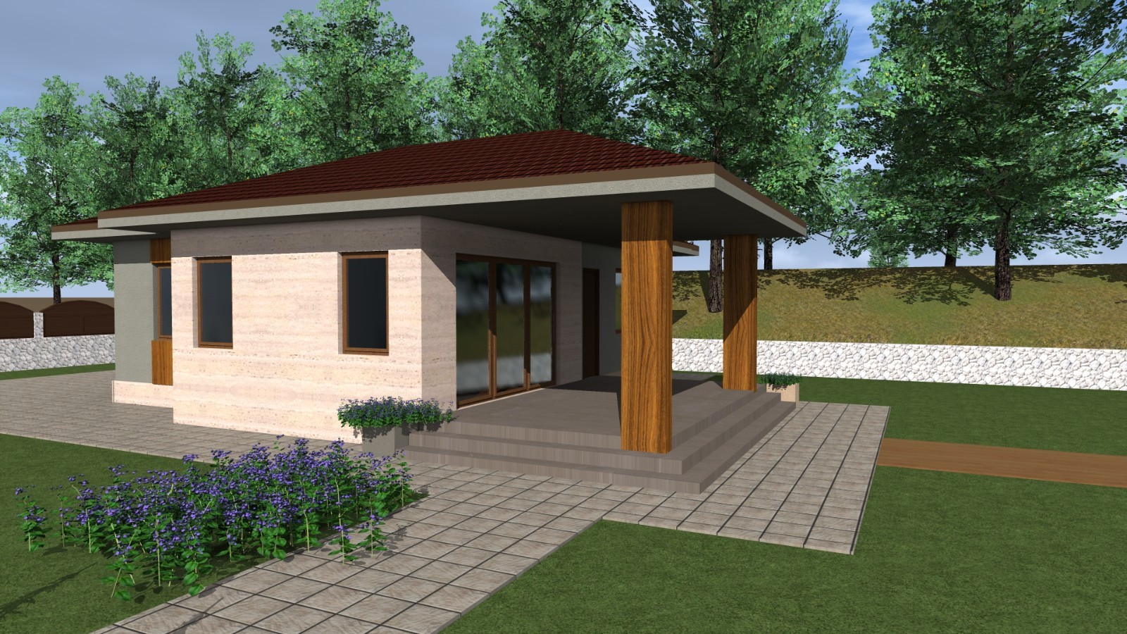 Small Modern 2 Bedroom 1 Bathroom House Floor Plan Blueprints, 1054SQFT/98m2
