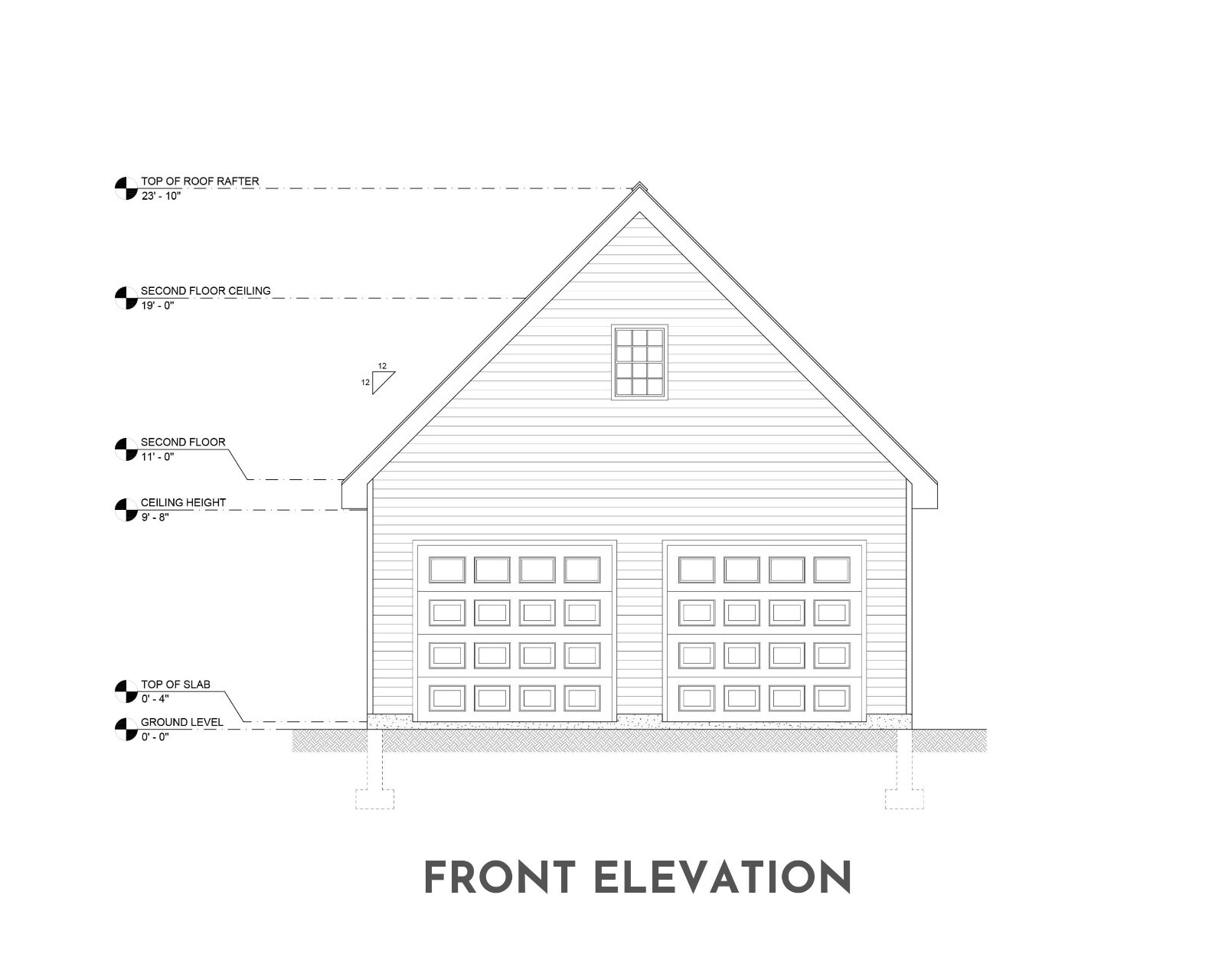 24′ x 24′ Two Car Garage, Detached Garage, 576 Sq Ft, 9 ft Walls, Attic Room