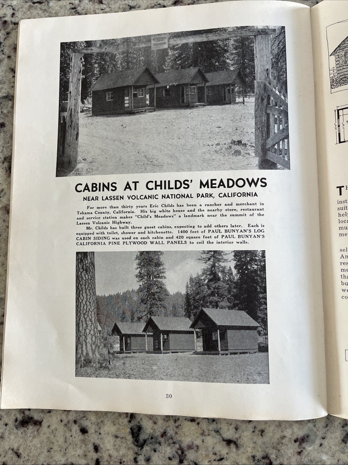 Vintage 1937 Paul Bunyan Log Cabin Plan Guide Cinder Cone Dance Hall Standish CA