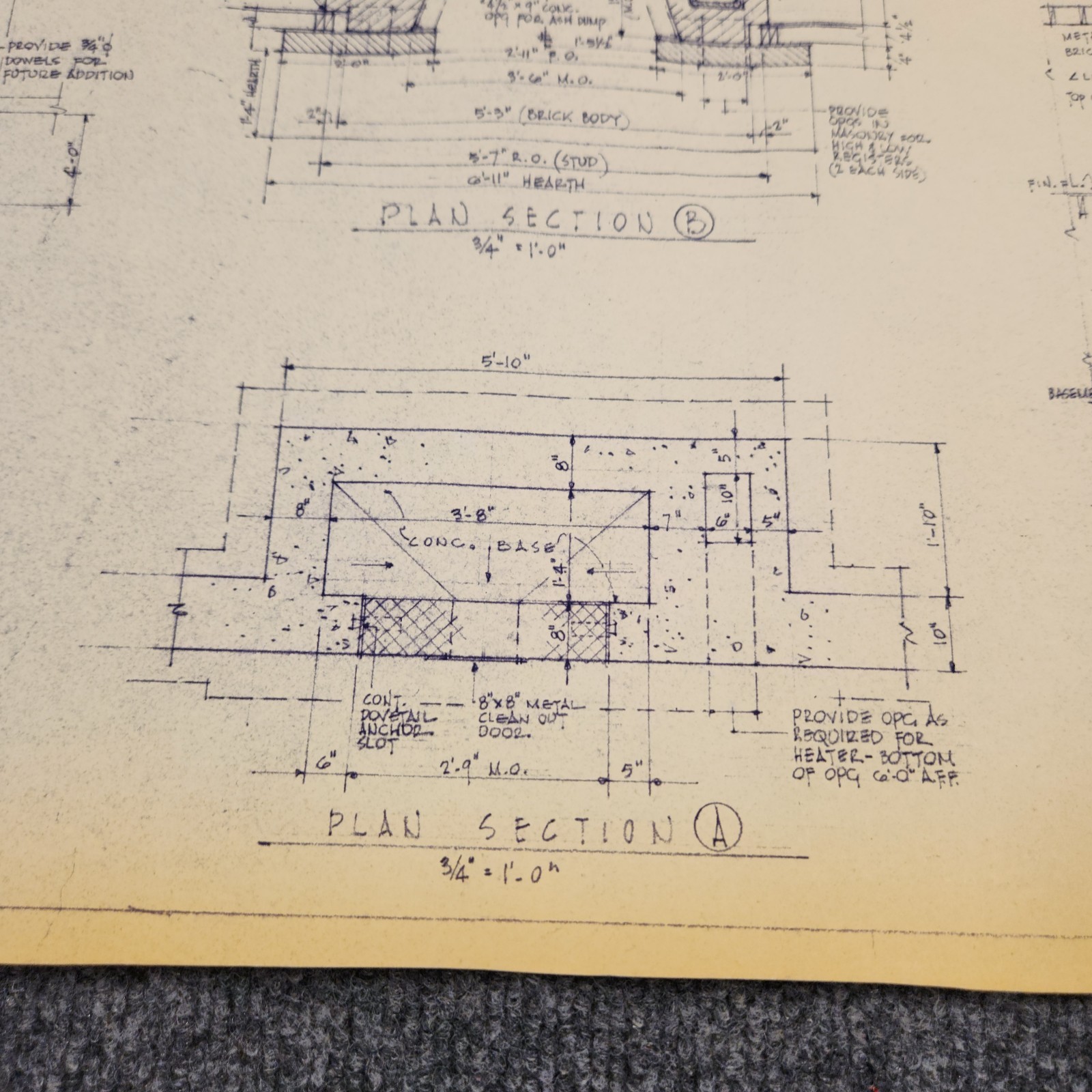 Vintage House Blueprint 33×17 1964 Mid Century Modern Drawing Art Glen Ellyn IL
