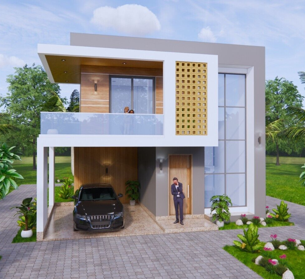 23×39 Feet House Design Plans 7×12 Meter 5 Beds 3 Baths Shed Roof (A4 Hard Copy)