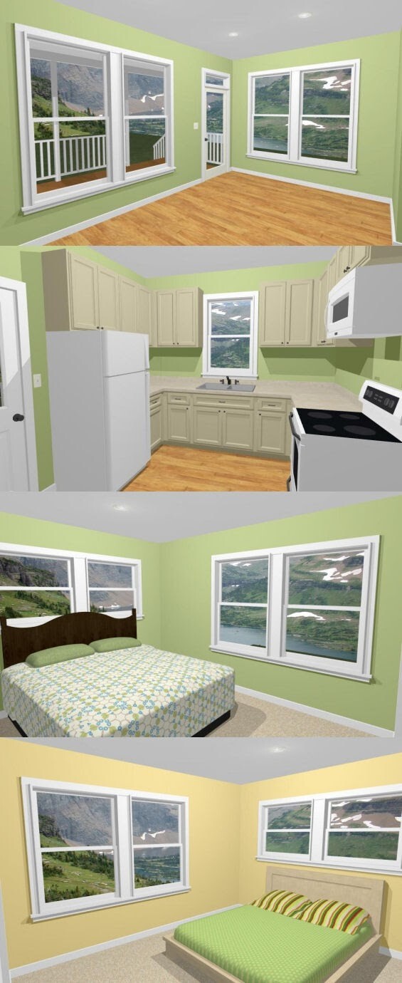 16×28 House — 2 Bedroom 1.5 Bath — PDF Floor Plan — 814 sq ft — Model 5B