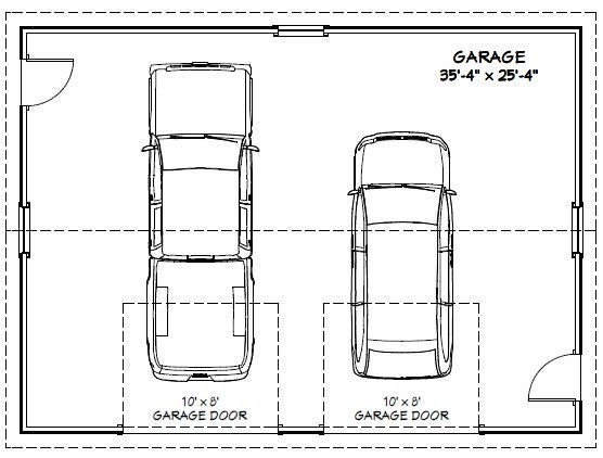 36×26 2-Car Garage — 936 sq ft — PDF Floor Plan — Model 1