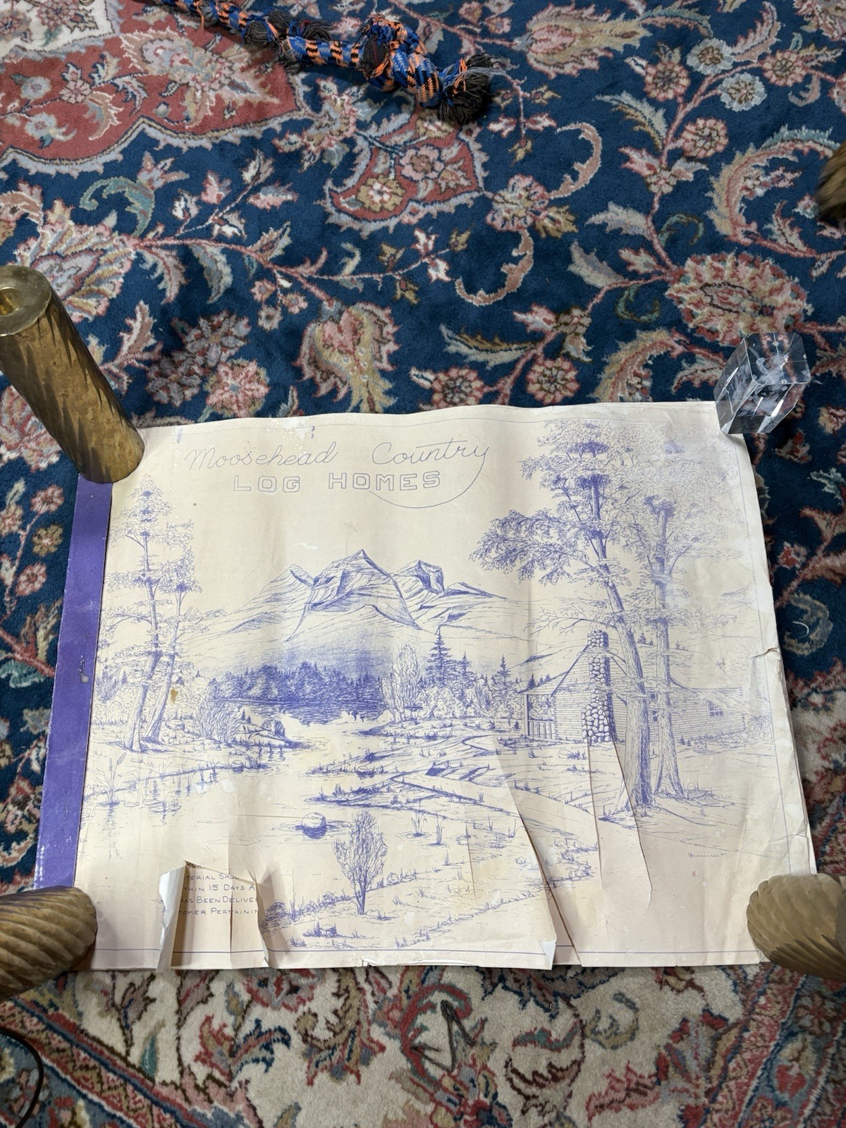 Vtg Moose Head Country Log Home Plans Full Set Blueprint Farmhouse 1980s Maine