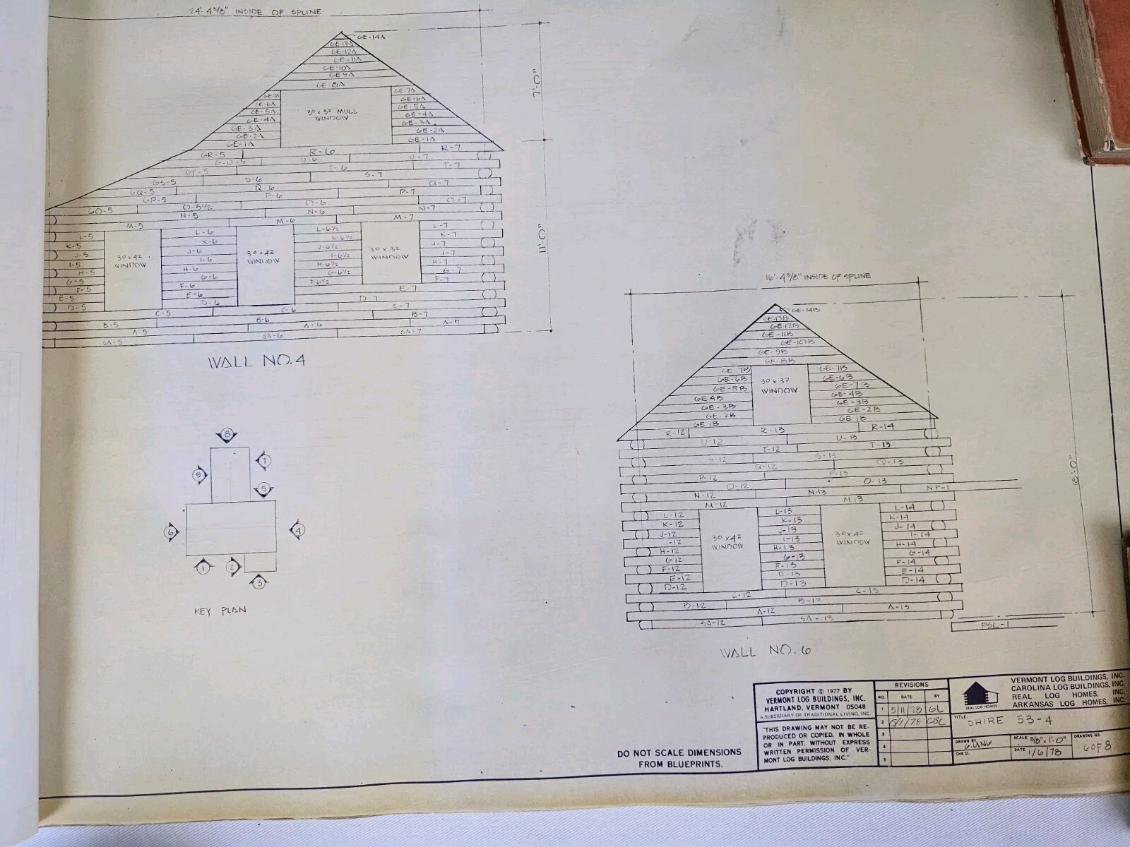 Vtg Vermont Log Buildings Shire 53- 26 Scale Blueprints Log Home 1977 (16) Pages