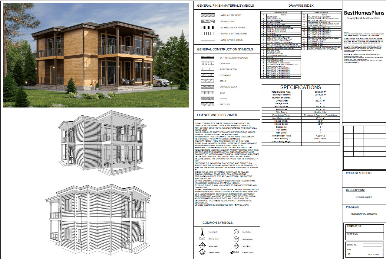 5 Beds, 5 Baths Beautiful Home Architectural Build Plans PDF Download