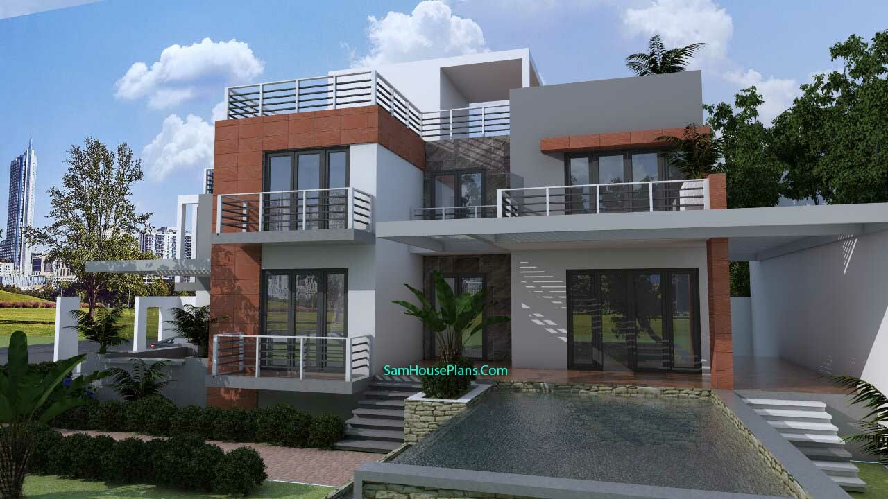 House Plan 10×16 Meter 33×53 Feet 4 Beds 4 Baths Terrace Roof (A4 Hard Copy)