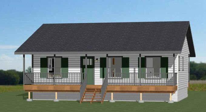 36×24 House — 2 Bedroom 2 Bath — 864 sq ft — PDF Floor Plan — Model 3G