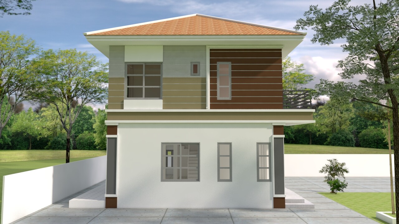 Custom House Plan 23×23 Feet 7×7 Meter 3 Beds 3 Bath Hip Roof PDF (A4 Hard Copy)