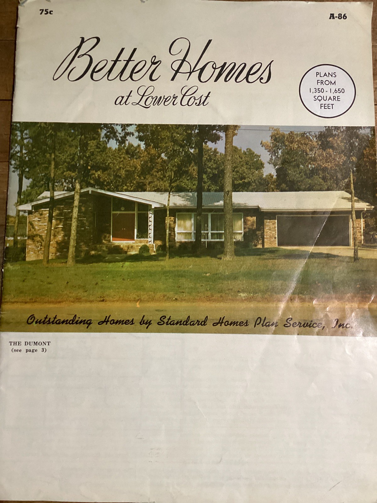 Vintage : HOUSE PLANS «Better Homes At Lower Cost» A-86 UNITED STATES