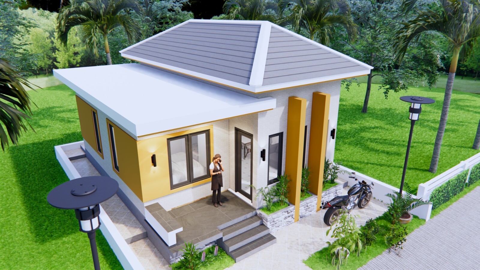 20×27 Feet Small House Plans 6×8 Meter 2 Bed 1 Bath Hip Roof PDF (A4 Hard Copy)