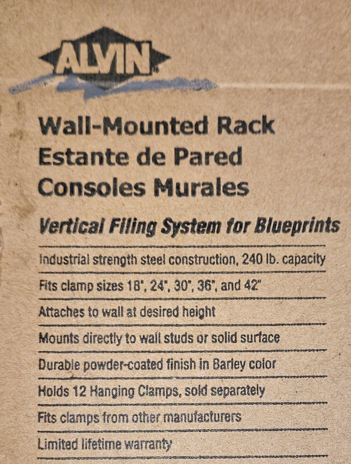 Alvin BPR030 Wall Rack for Blueprints~ ~SpaceSaver Brand New In Box