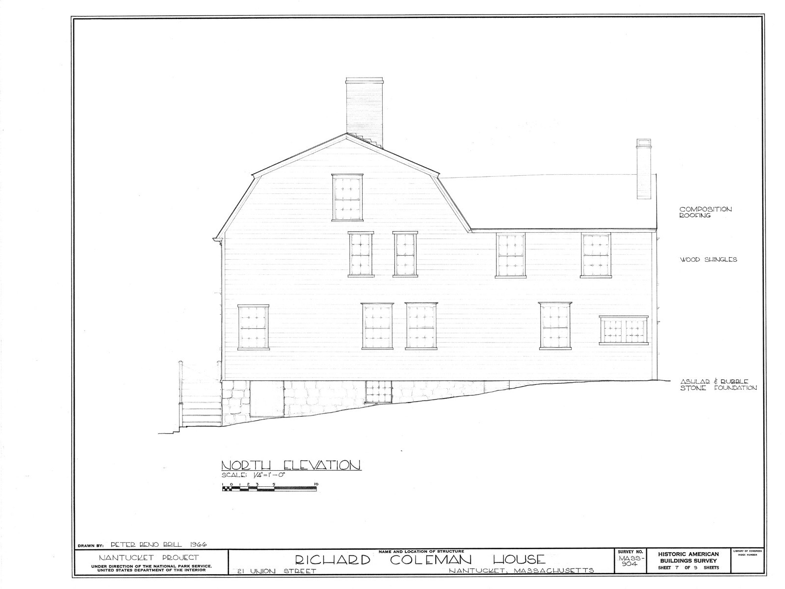 Colonial gambrel roof house plan, Early American, printed architectural drawings
