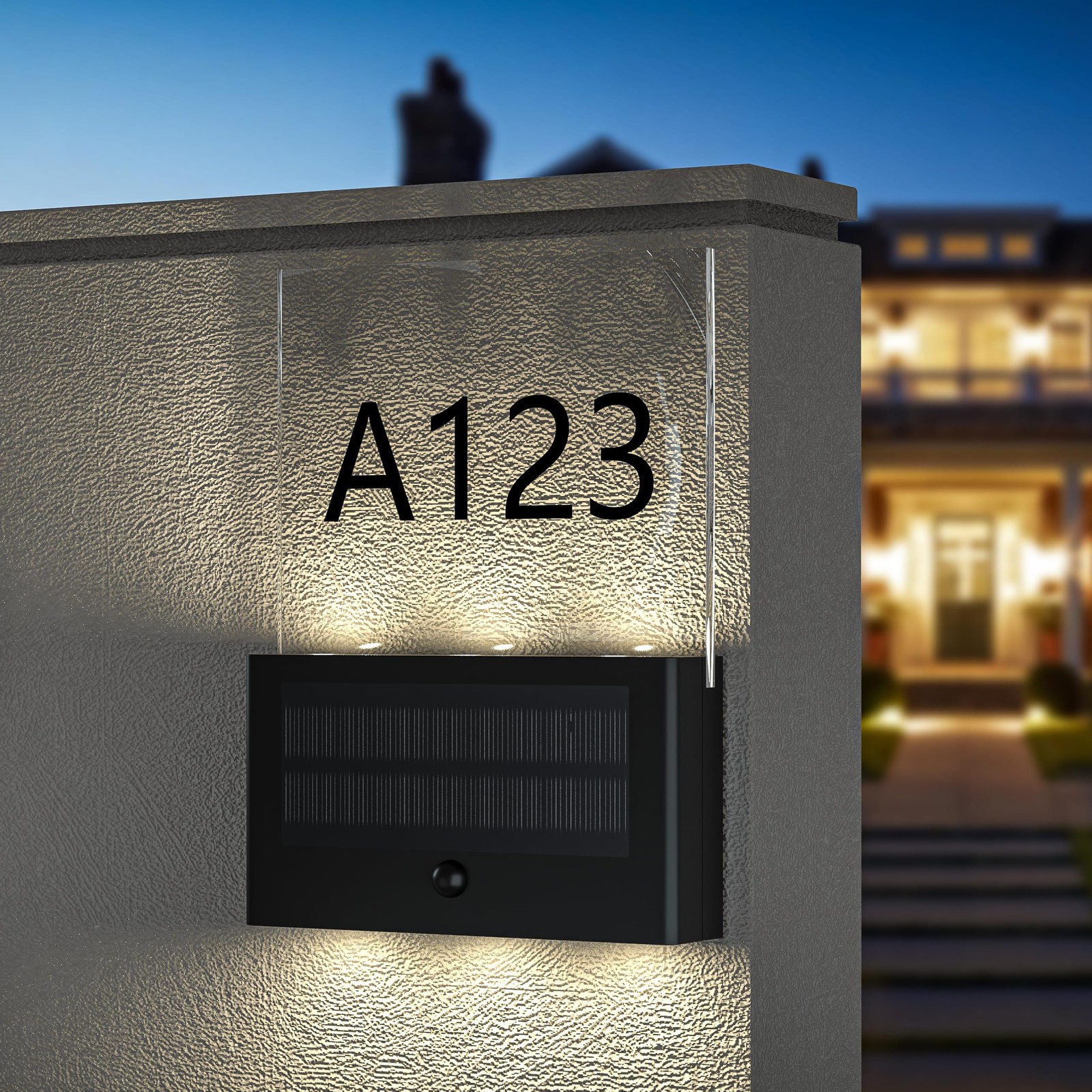 Solar House Number Light, Up/Down Design, 2025 Model, 1pack, Black