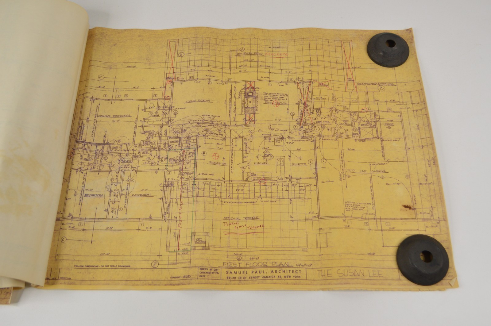 Original 1965 Home House Plans Samuel Paul Architect The Susan Lee 18×24″ Vellum