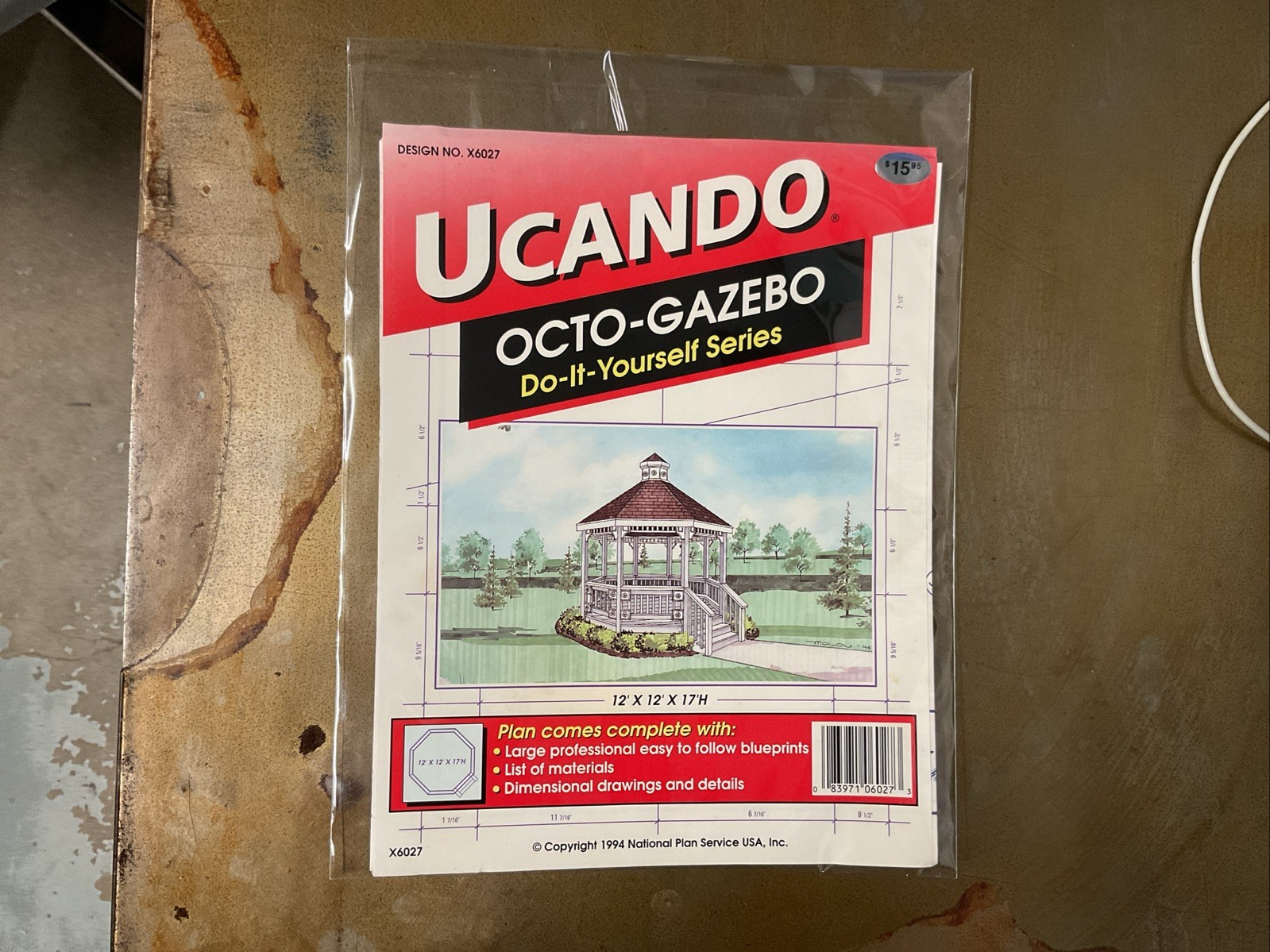 UCANDO X6027 12’X12’X17’H Gazebo Plans Rebagged With Material List NOS