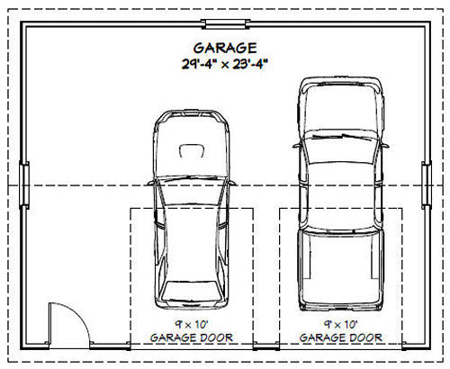 30×24 2-Car Garage — 720 sq ft — PDF Garage Plan — 12ft Walls — Model 11