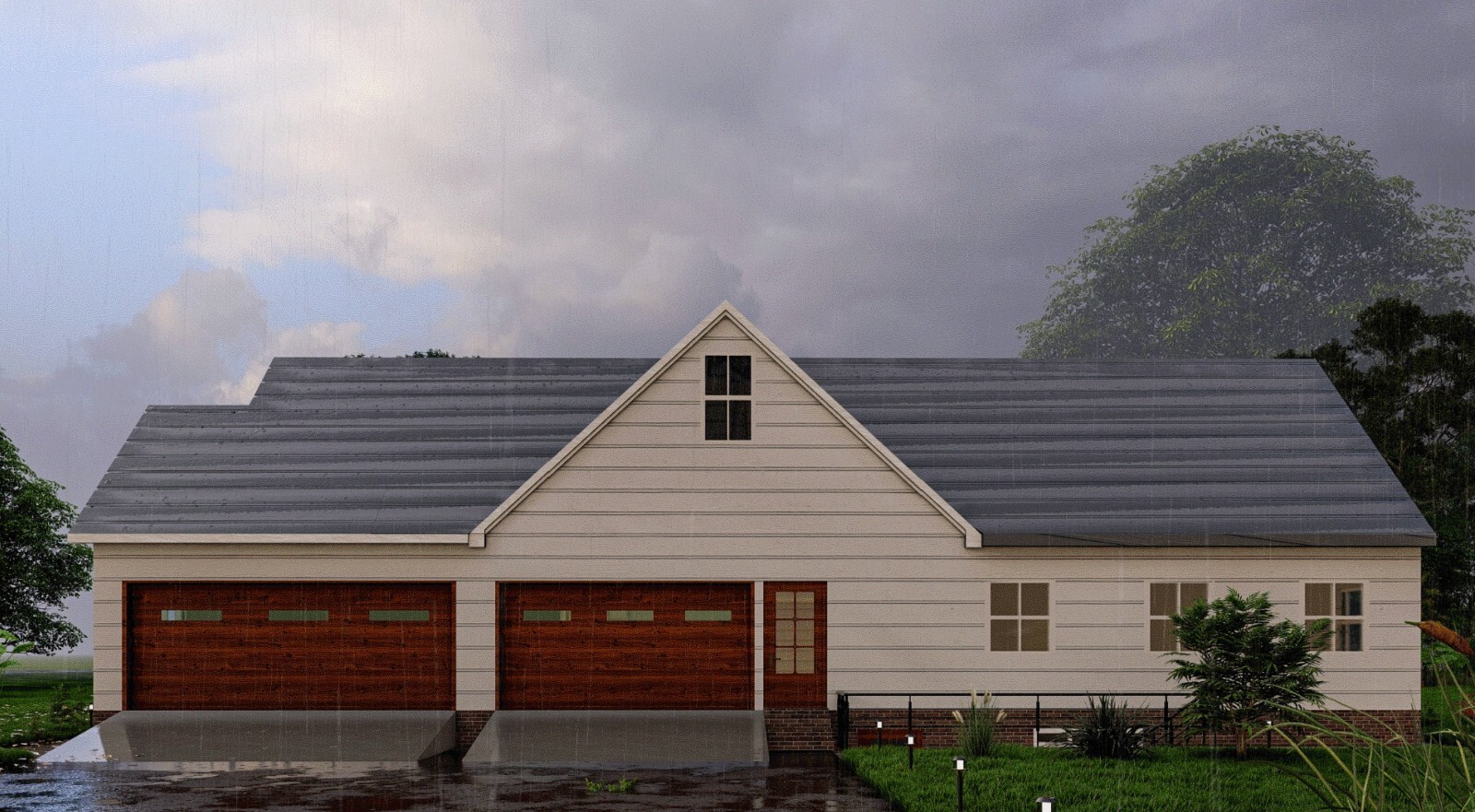Plans for a 2 Bedroom Home with 5-Car Garage, Workshop, Attic Room, and Basement