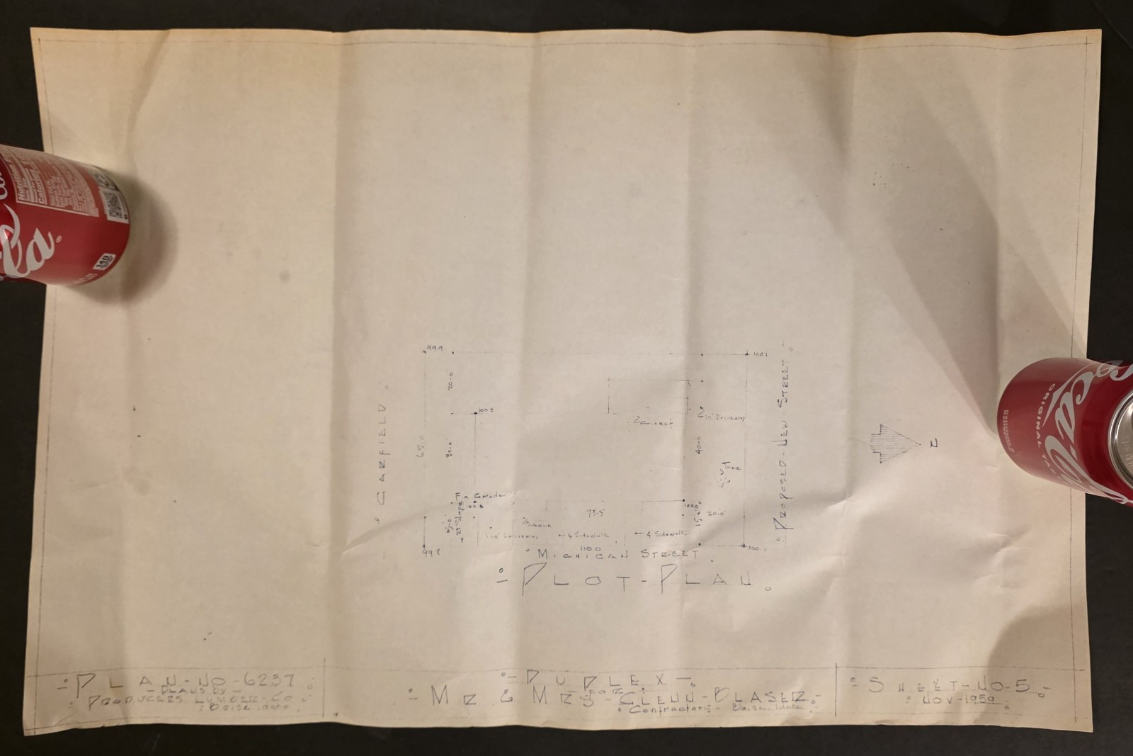 1959 Boise Idaho Glenn Blaser Duplex Blueprint Plans Architectural Archive