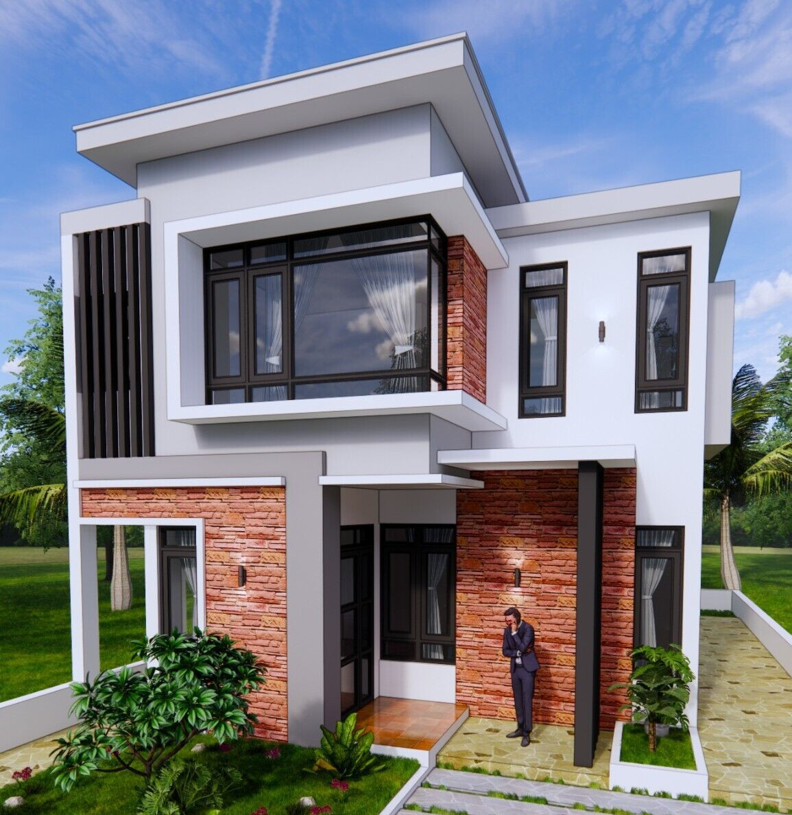 26×40 Feet House Plan 8×12 Meter 4 Bed 3 Bath Flat Roof PDF Plan (A4 Hard Copy)