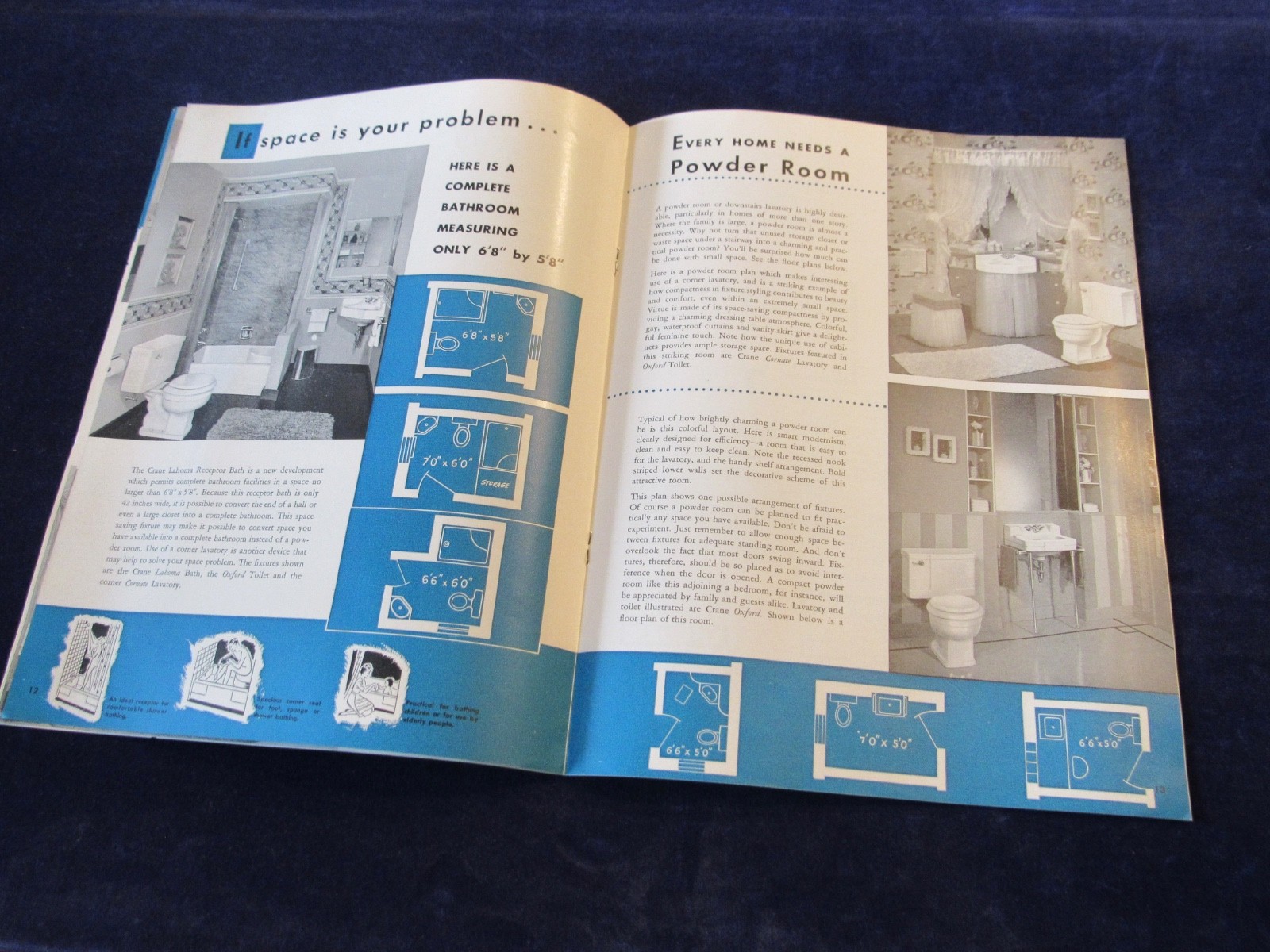 Vintage 1949 CRANE Kitchen Bath Brochures MCM Illustrated Home Design Plans C600