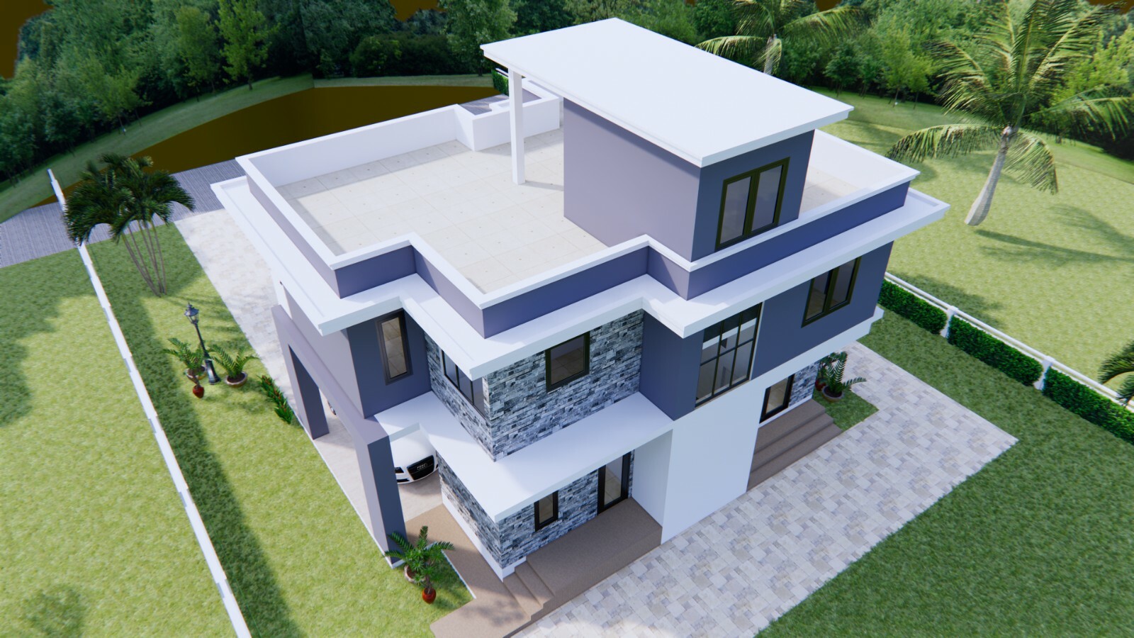 House Plan 11×8 Meter 36×26 Feet 3 Beds 3 Baths Terrace Roof PDF (A4 Hard Copy)