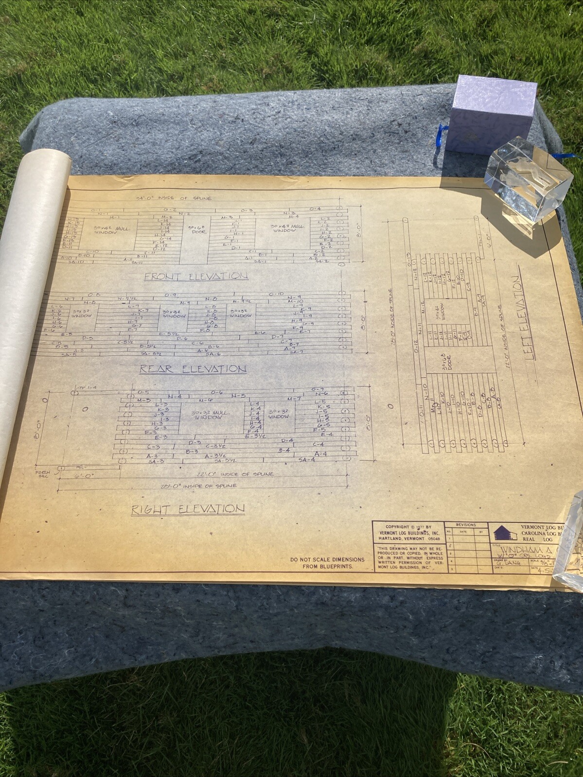 Vintage 1977 Vermont Log Buildings Windham Full Set Blueprints *RARE*